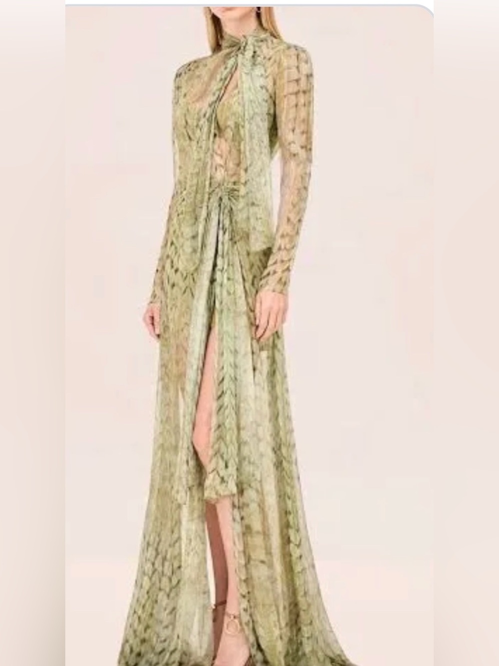 Alexis Sage Green Sheer Tie-Neck Maxi Dress - Picture 1 of 1